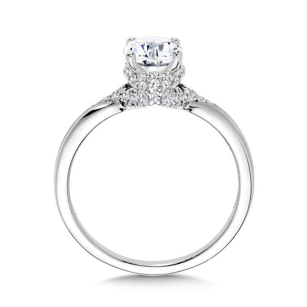Oval-Cut Diamond Sword Shank Engagement Ring w/ Diamond Collar Image 2 Midtown Diamonds Reno, NV