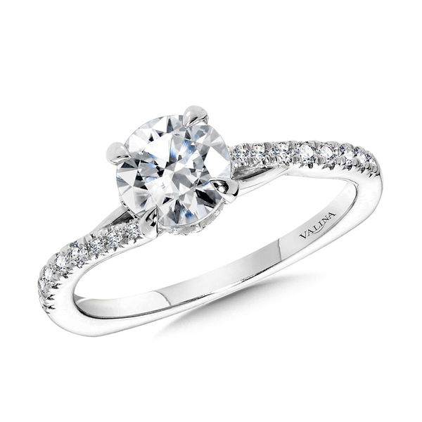 Subtle Bypass Diamond Engagement Ring w/ Chevron Collar Midtown Diamonds Reno, NV