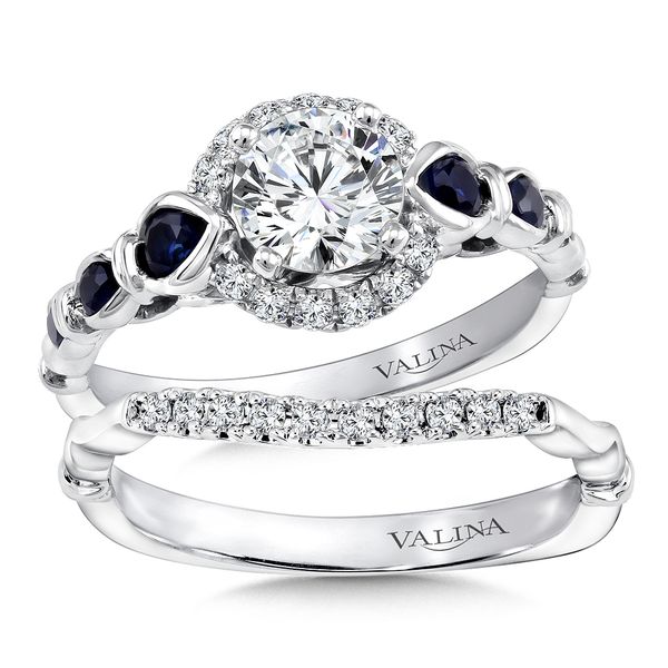 Diamond and Blue Sapphire Halo Engagement Image 4 Jayson Jewelers Cape Girardeau, MO
