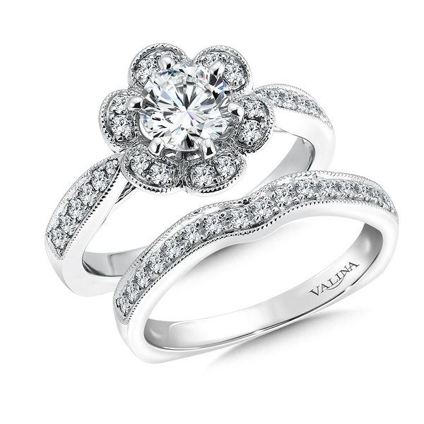 Floral Shape Halo Diamond Engagement Ring Image 4 Mesa Jewelers Grand Junction, CO