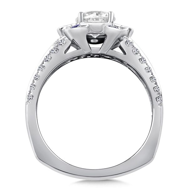 Floral Diamond and Blue Sapphire Engagement Ring Image 2 Biondi Diamond Jewelers Aurora, CO
