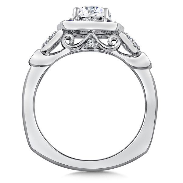 Diamond and Blue Sapphire Halo Engagement Ring Image 3 Biondi Diamond Jewelers Aurora, CO