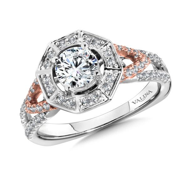 Geometric shape halo Engagement Ring Conti Jewelers Endwell, NY