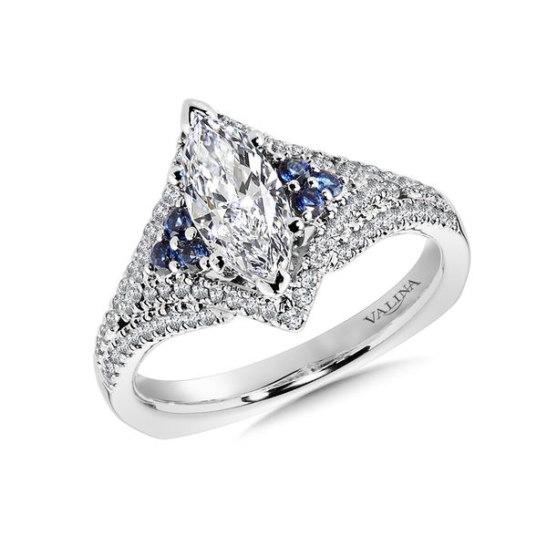White and Rose Gold Diamond Engagement Ring with Sapphires George & Company Diamond Jewelers Dickson City, PA