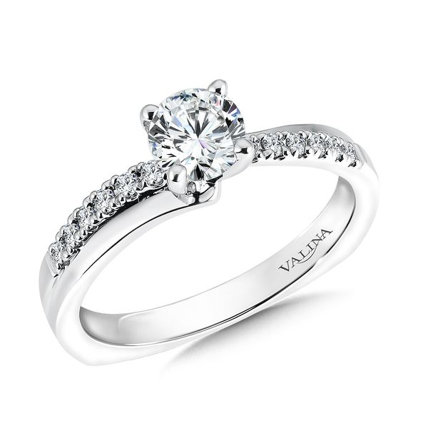 Solitaire Bypass Diamond Engagement Ring 14K White Gold (0.13ct)