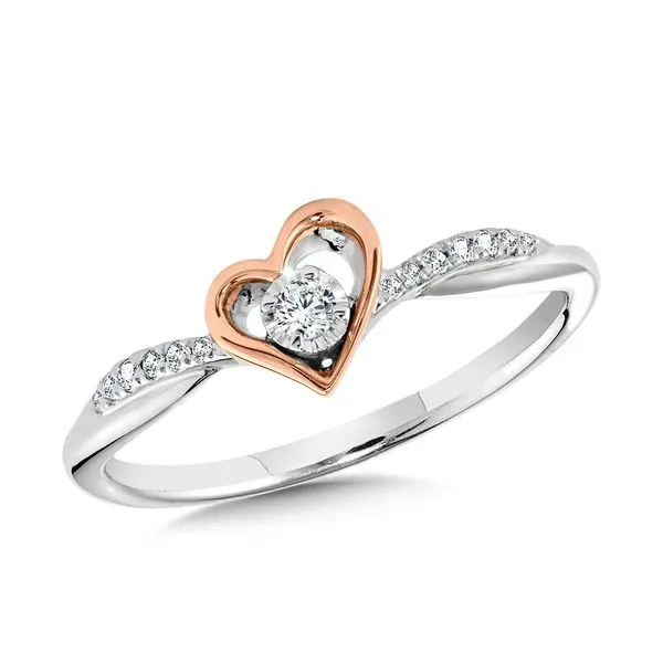 Sterling Silver Rose Gold Diamond Heart Promise Ring Martin