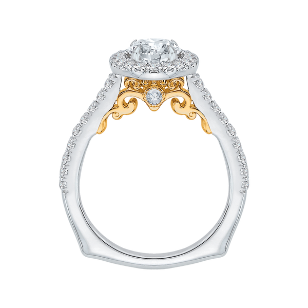 Diamond Halo Engagement Ring in 14K Two-Tone Gold (Semi-Mount) Image 4 Vandenbergs Fine Jewellery Winnipeg, MB