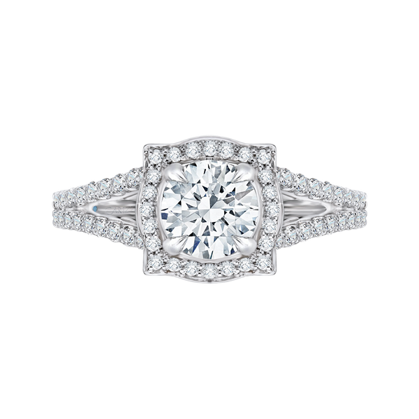 Split Shank Round Halo Diamond Engagement Ring in 14K White Gold (Semi-Mount) Vandenbergs Fine Jewellery Winnipeg, MB
