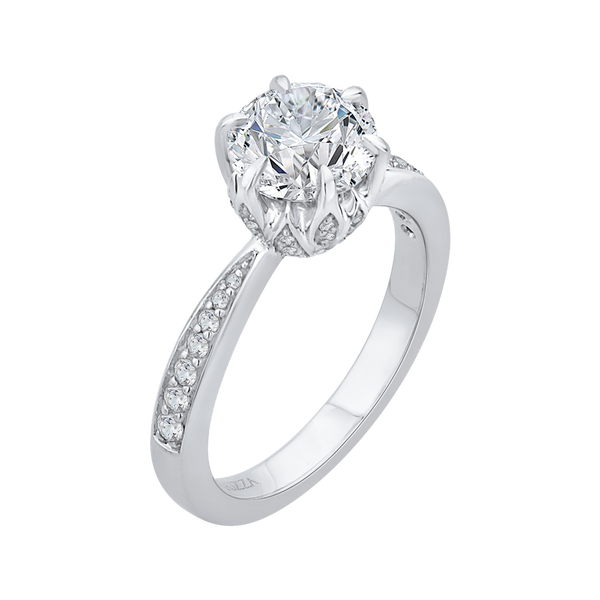 Round Diamond Floral Engagement Ring in 14K White Gold (Semi-Mount) Image 2 Vandenbergs Fine Jewellery Winnipeg, MB