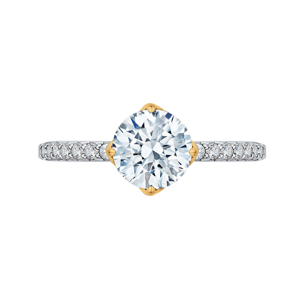 Round Diamond Floral Engagement Ring in 14K Two Tone Gold (S | James ...