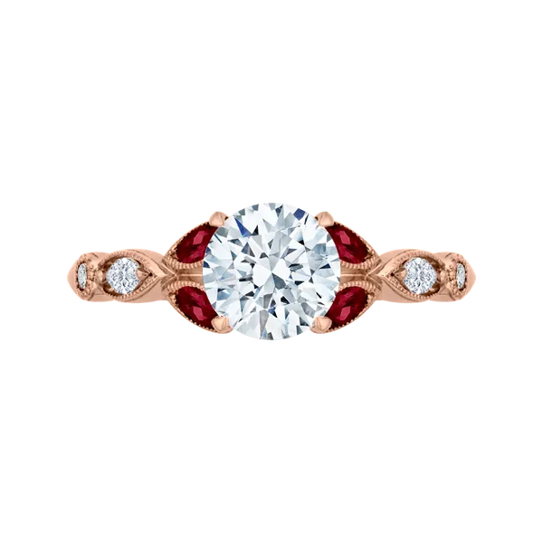 Ruby Jewelry Ruby Rose Ring Round Diamond And Ruby Engagement Ring