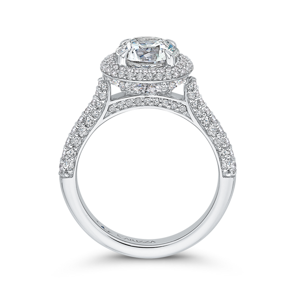Round Diamond Double Halo Engagement Ring in 14K White Gold (Semi-Mount) Image 4 Dondero's Jewelry Vineland, NJ