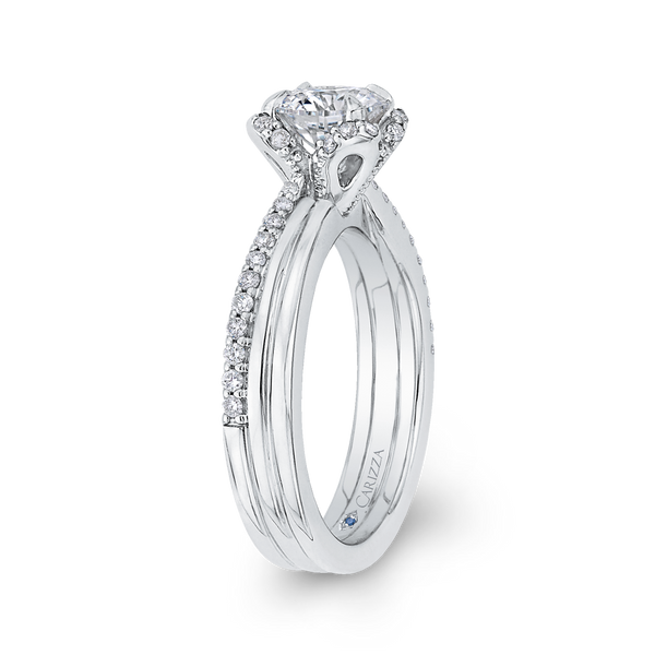 Round Diamond Floral Engagement Ring in 14K White Gold (Semi-Mount) Image 3 Vandenbergs Fine Jewellery Winnipeg, MB