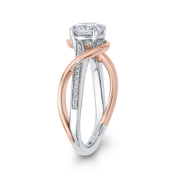 Split Shank Round Diamond Engagement Ring in 14K Two Tone Gold (Semi-Mount) Image 3 Dondero's Jewelry Vineland, NJ