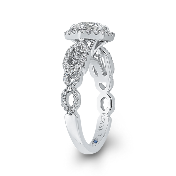 Round Diamond Hexagon Shape Halo Engagement Ring in 14K White Gold (Semi-Mount) Image 3 Vandenbergs Fine Jewellery Winnipeg, MB