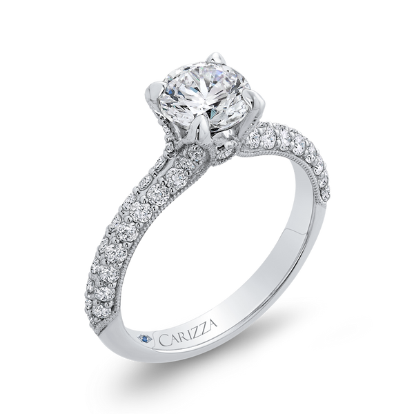 Round Diamond Engagement Ring in 14K White Gold (Semi-Mount) Image 2 Dondero's Jewelry Vineland, NJ