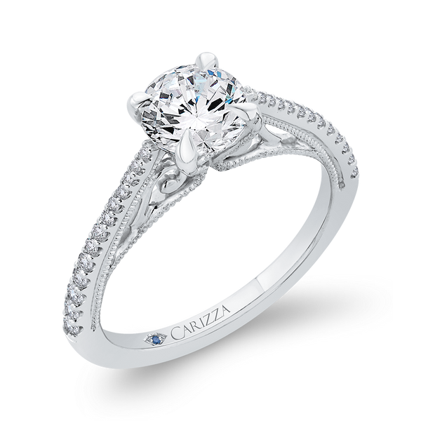 Round Diamond Engagement Ring in 14K White Gold (Semi-Mount) Image 2 Dondero's Jewelry Vineland, NJ