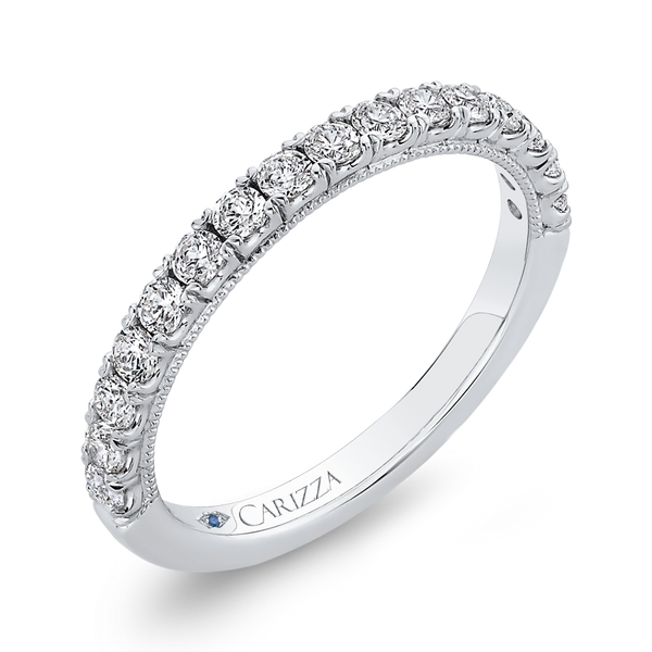 Round Diamond Half-Eternity Wedding Band in 14K White Gold Image 2 Dondero's Jewelry Vineland, NJ