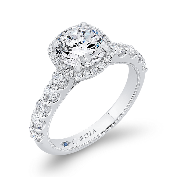 Round Diamond Halo Engagement Ring in 14K White Gold (Semi-Mount) Image 2 Dondero's Jewelry Vineland, NJ