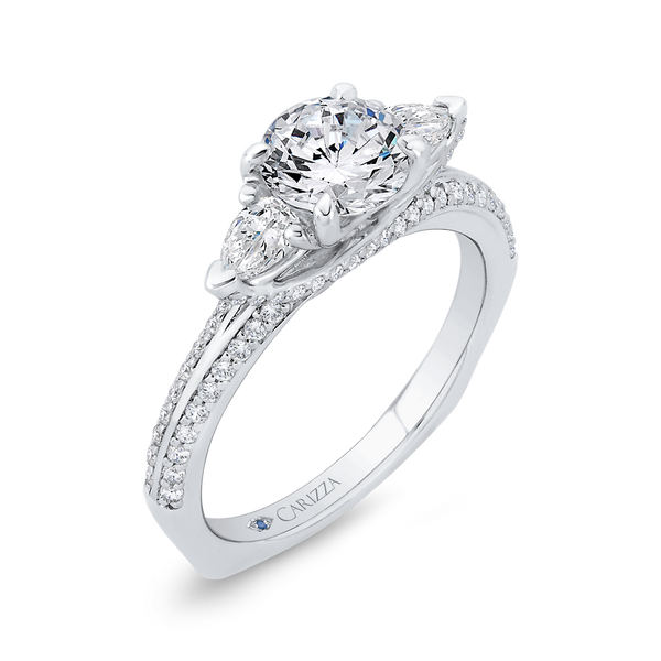 Split Shank Three Stone Diamond Engagement Ring Setting