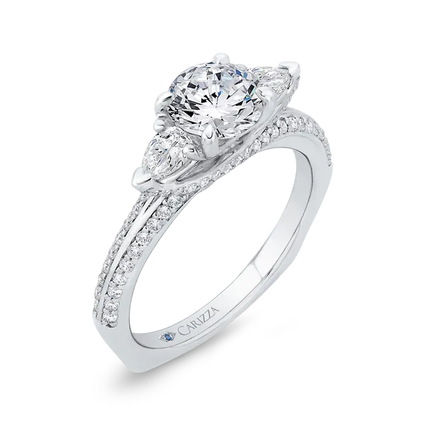 Euro Shank Round Diamond Three-Stone Plus Engagement Ring in