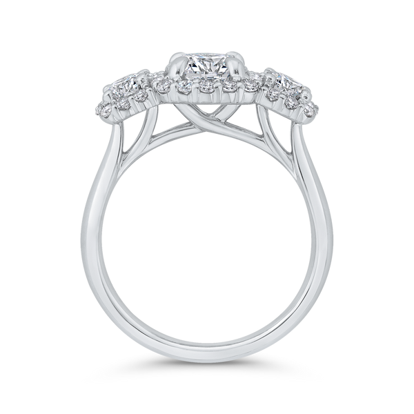 Diamond Three-Stone Halo Engagement Ring in 14K White Gold (Semi-Mount) Image 4 James Gattas Jewelers Memphis, TN