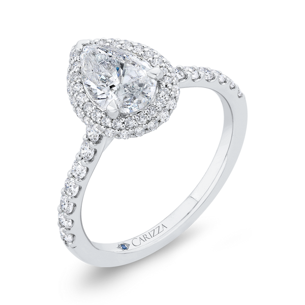 Pear Cut Diamond Double Halo Engagement Ring  in 14K White Gold (Semi-Mount) Image 2 The Stone Jewelers Boone, NC
