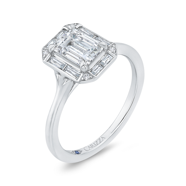 Emerald Cut Diamond Engagement Ring with Round Shank in 14K White Gold (Semi-Mount) Image 2 Dondero's Jewelry Vineland, NJ