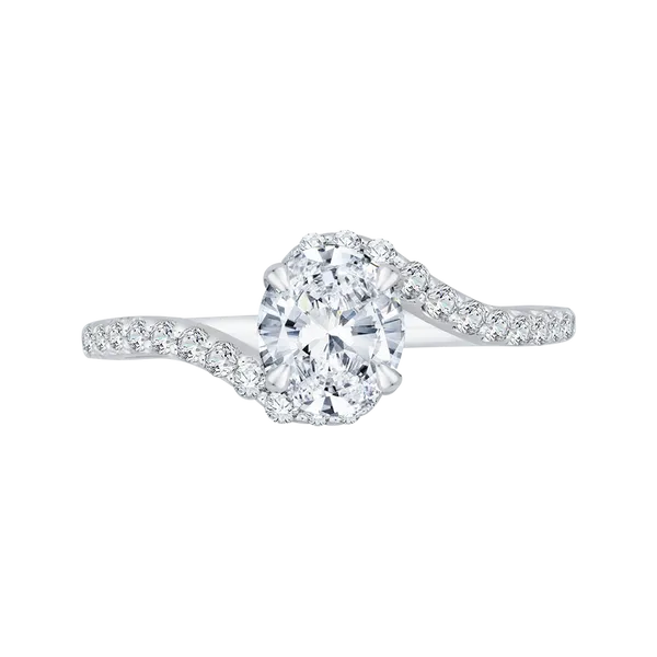 Oval Cut Diamond Promise Engagement Ring in 14K White Gold The