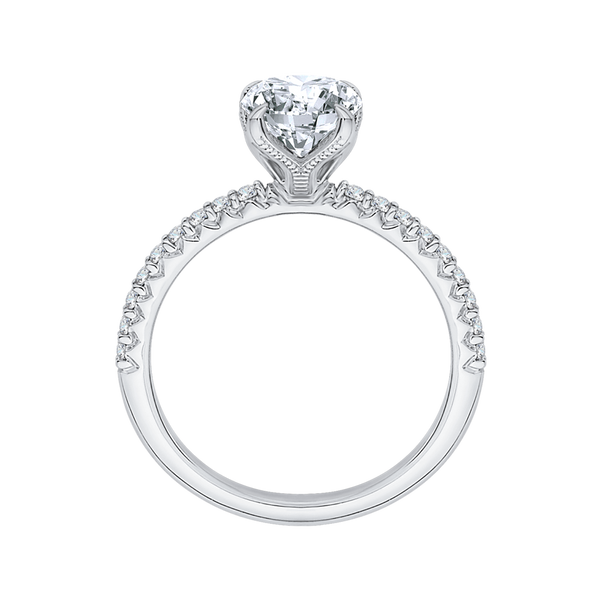 Oval Cut Diamond Floral Engagement Ring in 14K White Gold (Semi-Mount) Image 4 Dondero's Jewelry Vineland, NJ