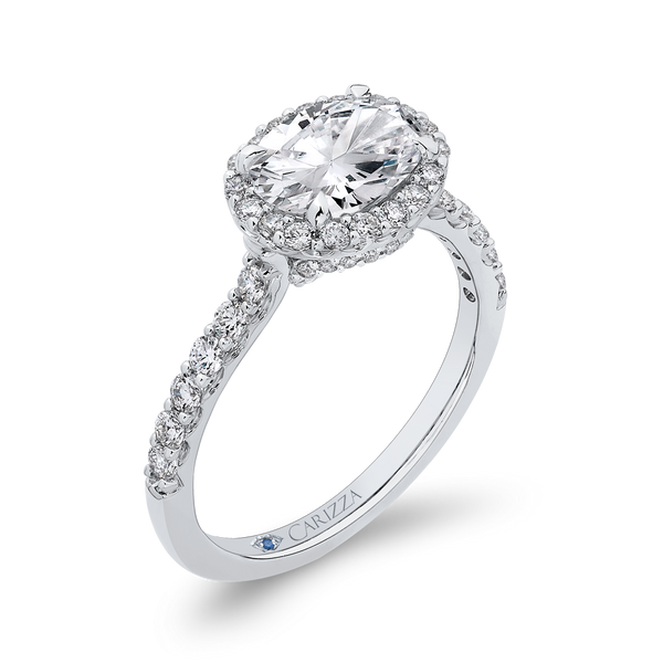 Oval Cut Diamond Halo Engagement Ring in 14K White Gold (Semi-Mount) Image 2 Dondero's Jewelry Vineland, NJ
