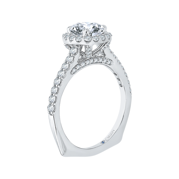 Princess Cut Diamond Halo Engagement Ring with Band in 14K White Gold (Semi-Mount) Image 2 Vandenbergs Fine Jewellery Winnipeg, MB