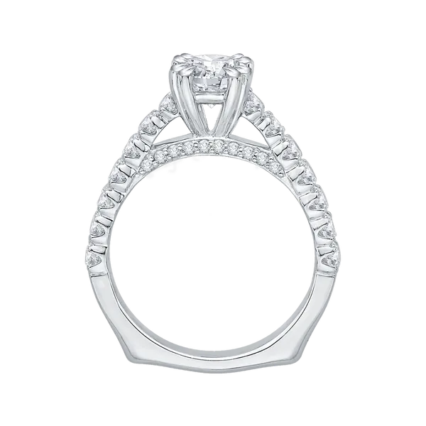 Princess Cut Diamond Cathedral Style Engagement Ring in 14K