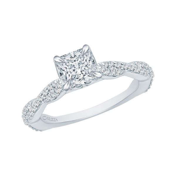 Princess Cut Diamond Engagement Ring with Criss-Cross Shank in 14K White Gold (Semi-Mount) Image 2 Vandenbergs Fine Jewellery Winnipeg, MB