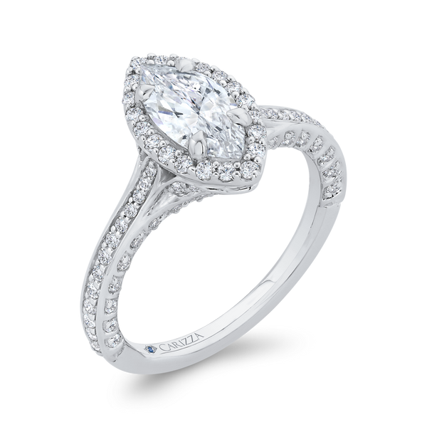 Marquise Cut Diamond Halo Engagement Ring in 14K White Gold (Semi-Mount) Image 2 James Gattas Jewelers Memphis, TN