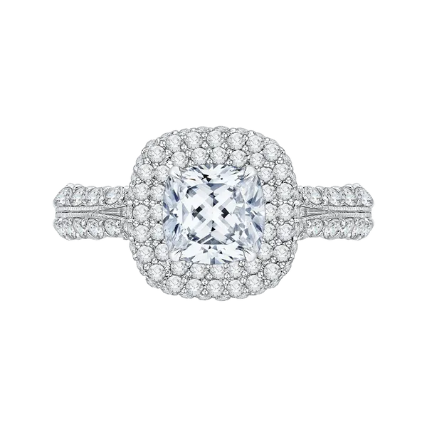 Double halo cushion cut diamond ring deals