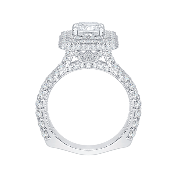 Cushion Cut Split Shank Diamond Double Halo Engagement Ring in 14K White Gold (Semi-Mount) Image 4 Vandenbergs Fine Jewellery Winnipeg, MB