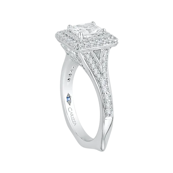 Split Shank Cushion Cut Diamond Double Halo Engagement Ring