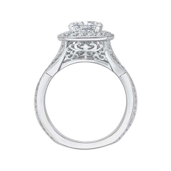 Split Shank Cushion Cut Diamond Halo Engagement Ring in 14K White Gold (Semi-Mount) Image 4 Vandenbergs Fine Jewellery Winnipeg, MB
