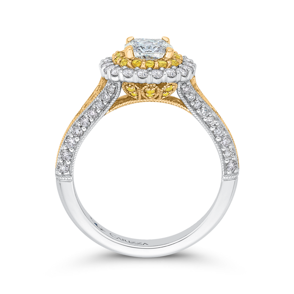 Split Shank Cushion Cut Diamond Double Halo Engagement Ring