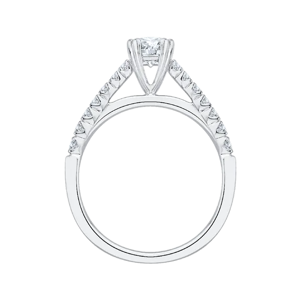 Round Diamond Cathedral Style Engagement Ring in 14K White Gold
