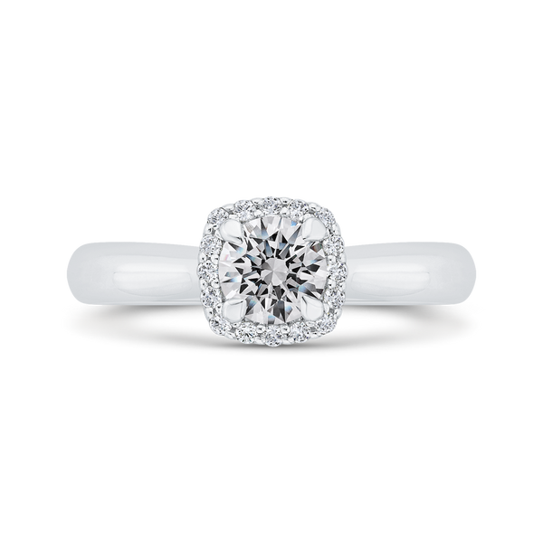 Diamond Halo Engagement Ring in 14K White Gold Vandenbergs Fine Jewellery Winnipeg, MB