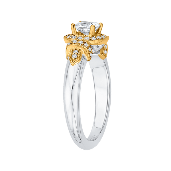 Cushion Cut Diamond Halo Engagement Ring in 14K Two Tone Gold Image 3 Vandenbergs Fine Jewellery Winnipeg, MB