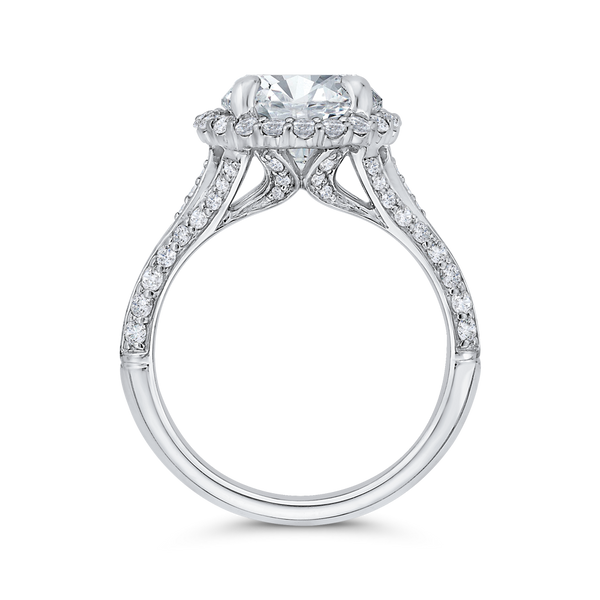 Split Shank Diamond Halo Engagement Ring Split Shank  in 18K White Gold (Semi-Mount) Image 4 Diamond Shop Ada, OK