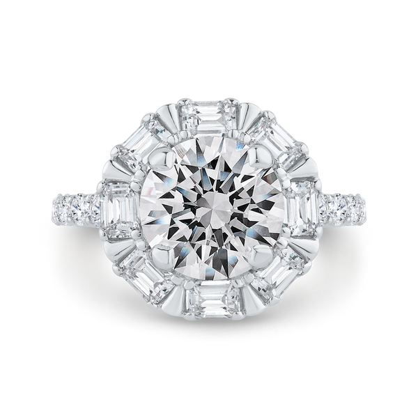 Diamond Halo Engagement Ring in 18K White Gold (Semi-Mount) Diamond Shop Ada, OK