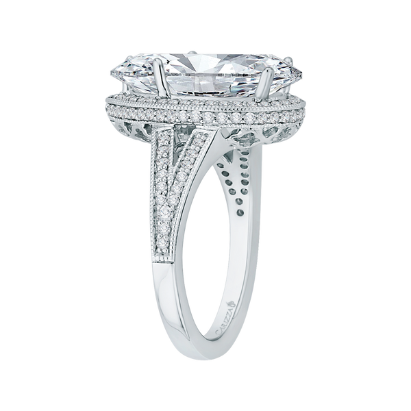 Split Shank Pear Cut Diamond Halo Engagement Ring in 18K White Gold (Semi-Mount) Image 2 Dondero's Jewelry Vineland, NJ