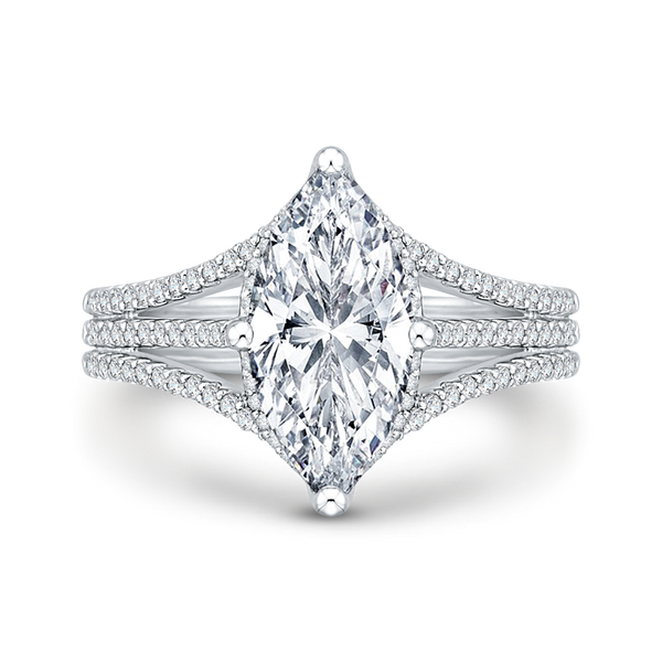 Melani: Leaf Detail Marquise Diamond Wedding Ring | Ken & Dana Design