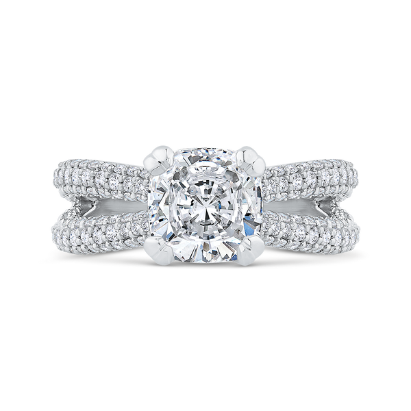 Split Shank Cushion Cut Diamond Engagement Ringin 18K White Gold (Semi-Mount) Diamond Shop Ada, OK