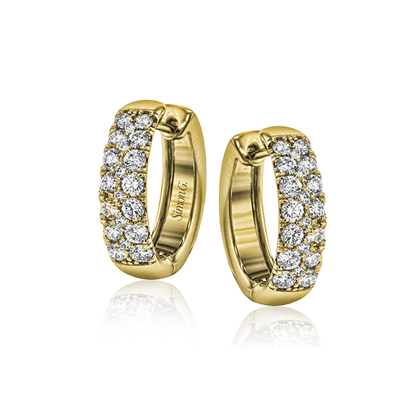 18k Yellow Gold Diamond Hoop Earrings Diamonds Direct St. Petersburg, FL
