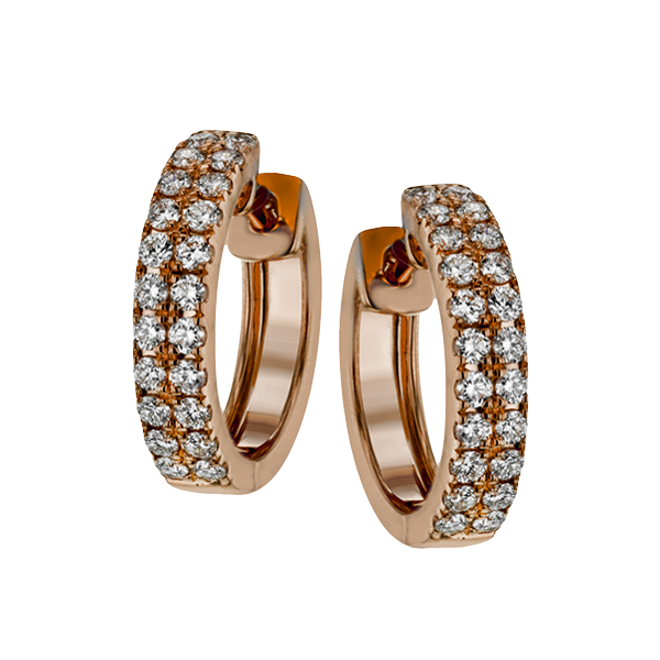 18k Rose Gold Diamond Hoop Earrings James & Williams Jewelers Berwyn, IL